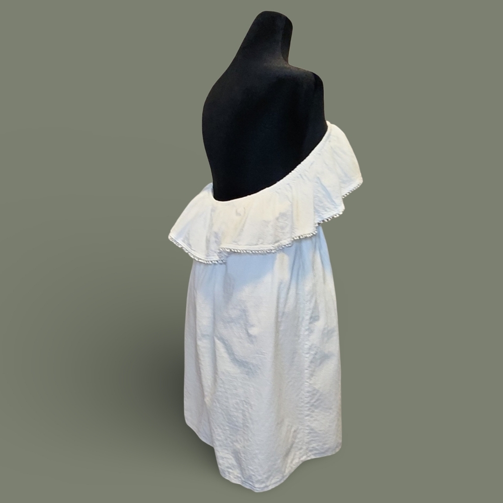 Faded Glory Off-Shoulder Ruffle Knee Length A-Line Dress XXL White Cotton - Picture 7 of 10